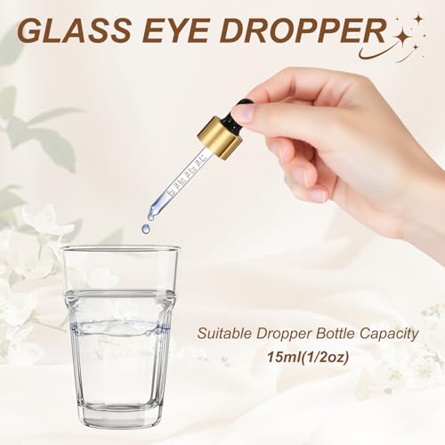 PATIKIL Glass Eye Dropper w/Measurement mark for 1,2oz Glass Bottles 10Pcs - color: Black/Gold Top, size: 1/2oz
