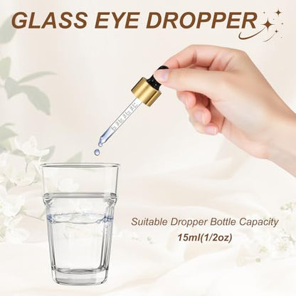 PATIKIL Glass Eye Dropper w/Measurement mark for 1,2oz Glass Bottles 10Pcs - color: Black/Gold Top, size: 1/2oz
