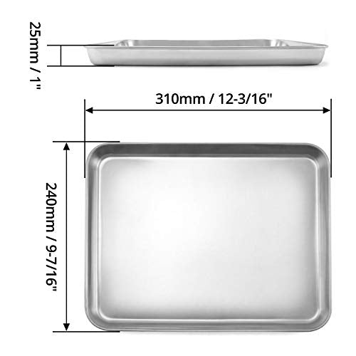 QWORK 304 Stainless Steel Utility Tray, Instrument Tray Salon Tool Tray Workshop Parts Trays for Beauty Instruments, 12 3/16 x 9 7/16 x 1 5/16 inch, 1 Pack - color: 1 Pack, size: 12 3/16" x 9 7/16" x 1"