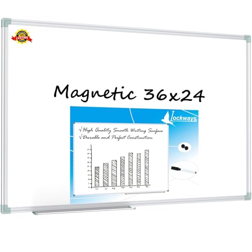 Lockways Magnetic Dry Erase Board, 36 x 24 Inch Magnetic Whiteboard - color: Silver, size: 36" x 24"