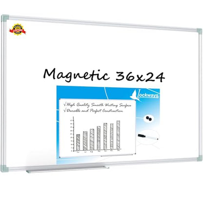 Lockways Magnetic Dry Erase Board, 36 x 24 Inch Magnetic Whiteboard - color: Silver, size: 36" x 24"
