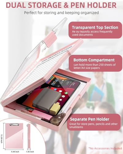 Clipboard with Storage, Nurse Dry Erase Clip Board, 8.5x11,Pale Pink - color: Pale Pink