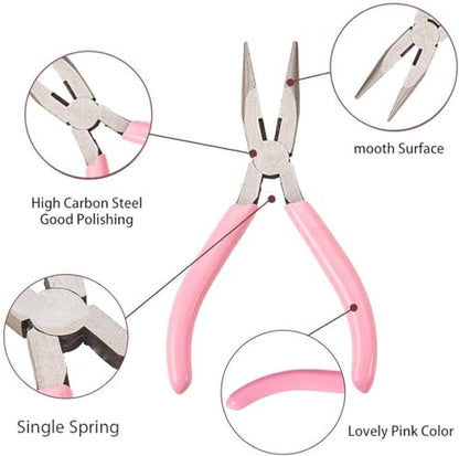 Needle Nose Pliers 4.5 Inch for Jewelry Making, Small Needlenose Mini Comfort Grip Handle Craft Pliers (Pink) - color: Pink