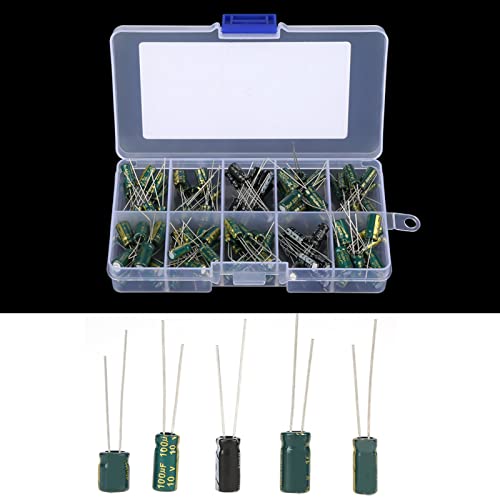100pcs DIY High Grade Audio Capacito, Audio Capacitor Assorted Kit, 10 Values 10V-63V 10uf-470uf Electrolytic Capacitors Radial Capacitor