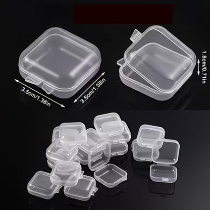 20PCS,Mini Transparent Plastic Jewelry Storage Boxes with Lids, Clear Square Containers for Earrings, Pills, Beads, Cosmetics And Craft Supplies | Durable Stackable Small Item Organizers,20PCS - color: 20PCS