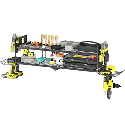 AZERPIAN Power Tool Organizer Heavy Duty Wall Mount Drill Tools Holder - size: 4 Slots 2Layers
