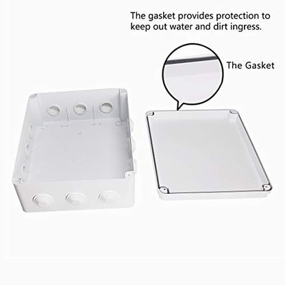 Zulkit Junction Box ABS Plastic Dustproof Waterproof IP65 Universal Electrical Boxes Project Enclosure White 11.8 x 9.8 x 4.7 inch (300mmx250mmx120mm) - size: 11.8" x 9.8" x 4.7"