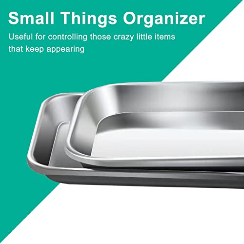 Yzurbu 6pcs Metal Tray, Stainless Steel Small Tray for Tattoo, Resin, Bathroom, Lab Instrument Supplies - size: 6pcs