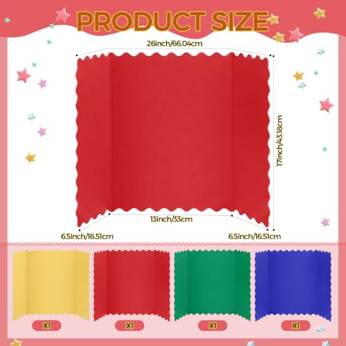 Mooliwe 4 Pack 26" x 17" Trifold Poster Board Scalloped, Rainbow - color: Rainbow, size: 26" X 17"