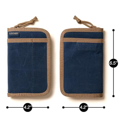 LOCHBY® Pocket Journal | Tomoe River 3.5" x 5.5" Notebook | Waxed Canvas | Ideal for Travelers & Daily Use, Fits Field Notes, Moleskine Cahier - color: Navy V1, size: Pocket-size Zipper