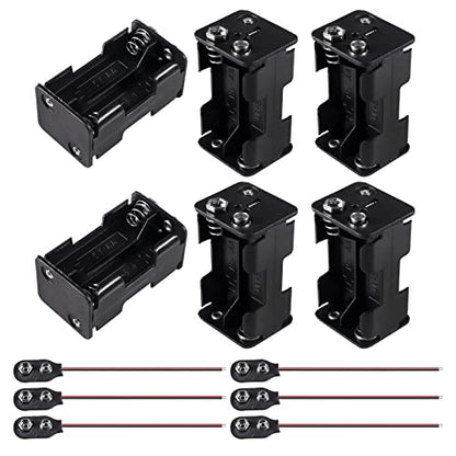 6pcs 4X1.5V AA Battery Holder with 6 pcs 9V I Type Battery Snap Connector Thicken Plastic Housing 2 Layers 6 Volt Battery Case - style: 4X 1.5V AA Battery Holder