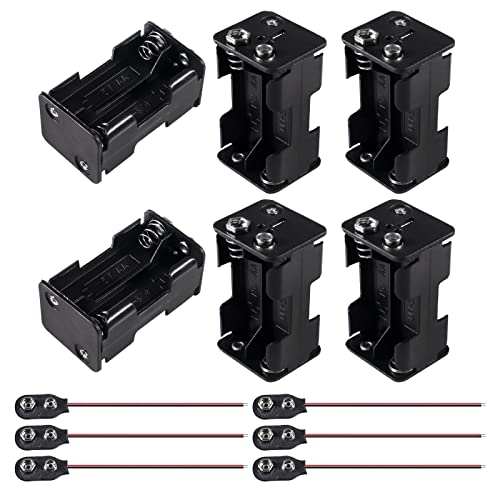 6pcs 4X1.5V AA Battery Holder with 6 pcs 9V I Type Battery Snap Connector Thicken Plastic Housing 2 Layers 6 Volt Battery Case - style: 4X 1.5V AA Battery Holder