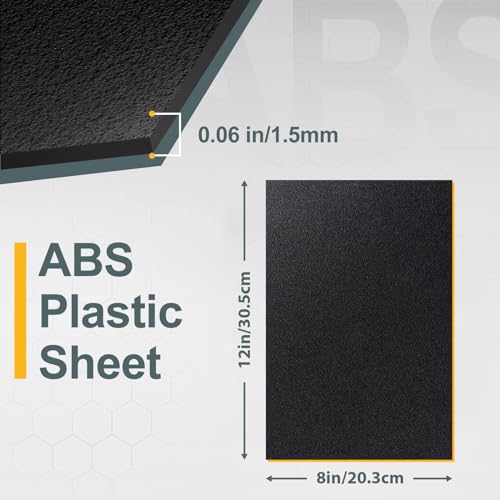 KINLINK 8" x 12" x 0.06" Black Abs Plastic Sheet Flexible Moldable 6 Pack - color: Black, size: 8x12-1.5MM
