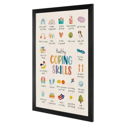 Coping Skills Canvas Wall Art Icon Chart Poster 8x10in Black Framed Flat - color: style 010, size: 8"L x 10"W