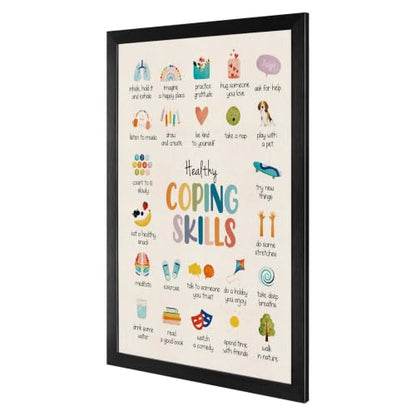 Coping Skills Canvas Wall Art Icon Chart Poster 24x36in Black Framed Flat - color: style 010, size: 24"L x 36"W