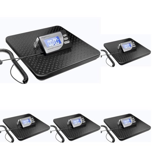 Amazon Basics Digital Shipping Postal Scale with Tare Function, Heavy Duty Weighing Platform 1 Ounce Readability, Portable, Black, 660 lb Capacity (Pack of 5) - size: 660 lb (Pack of 5)