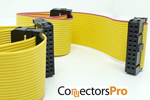 PC Accessories - Connectors Pro 20P 20cm 7 Inches Length 5-Pack Yellow Flat Ribbon Cable with 2.54mm 0.1" Pitch FC 20 Pins 2x10 Female Connector (20P-20cm-5PK) - size: 20P-20cm-5PK