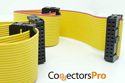 2-Pack IDC 2x10 20P 2.54mm Female Connector 15cm 5.5 Inches Yellow Flat Ribbon Cable, Double Rows 20 Pins 0.1” Pitch FC F/F (20P-15cm-2PK) - size: 20P-15cm-2PK