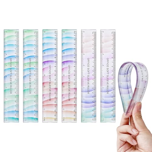 BAYTORY 6Pcs Flexible Plastic Ruler 20 cm/8 Inch, Transparent Rulers - size: 20 cm / 8 Inch