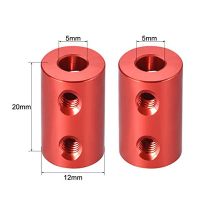 uxcell 5mm to 5mm Bore Rigid Coupling Set Screw L20XD12 Aluminum Alloy,Shaft Coupler Connector,Motor Accessories,Red - size: 5mm to 5mm