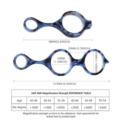 TERAISE Reading Glasses Pendant Necklace Readers for Women Lightweight - color: Yellow Leopard+blue Leopard