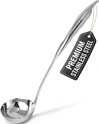 Zulay Kitchen Stainless Steel Soup Ladle - 13” Large Ladle for Soups, Stews & Sauces - Durable, Heat-Resistant, Rust-Proof & Dishwasher Safe Kitchen Utensil with Ergonomic Handle - size: Steel Ladle