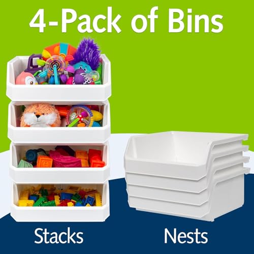 ReadySpace Extra Large Stackable Plastic Storage Bins, 4-Pack, White - color: White, size: Extra Large, 4-Pack