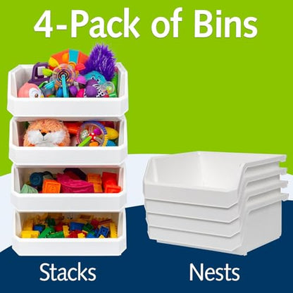 ReadySpace Extra Large Stackable Plastic Storage Bins, 4-Pack, White - color: White, size: Extra Large, 4-Pack