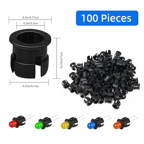 5mm LED Holder 100PCS Panel Mount LED Bezel Clips Black Plastic - color: Black, size: 5MM