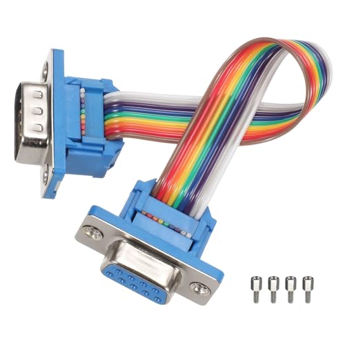 MECCANIXITY IDC Rainbow Wire Flat Ribbon Cable DB9 Male to DB9 Female 3.9 Inch Length 2.54mm Pitch Breadboard Jumper Wires for Electronic Projects - size: 3.9 Inch, style: DB9 Male to DB9 Female