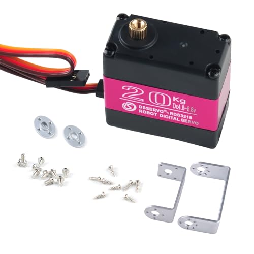 4Pcs RCmall RDS3218 20KG Dual Shaft U Mount RC Digital Servo - Robot Arm Servo - High Torque Full Metal Gear Servo with U Mounting Bracket for DIY Baja Car 1/8 1/10 Crawler (180 Degree