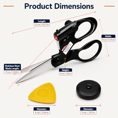 Laser Scissors Kit with Soft Tape Measure & Tailor Chalk Set, Laser Guided Scissors Sewing Guide for Fabric Cutting, Quilting, Dressmaking, Paper, Patterns & DIY Crafts