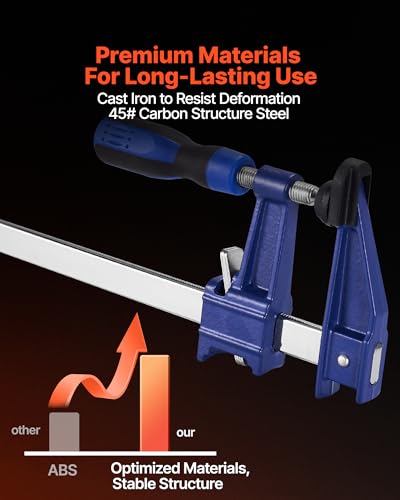 VEVOR Bar Clamps for Woodworking, 2-Pack 36 inch Opening, Lockable F-Clamp with 600 lbs Load Limit, 2-1/2 inch Depth, Cast Iron and Carbon Steel, Easy to Use, Wood Clamps for Woodworking Metal Working - size: 36"(4 Pack), style: Medium-Duty