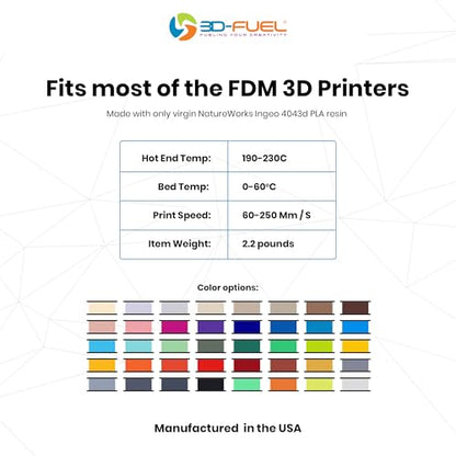 3D-Fuel Standard PLA+ Filament for 3D Printing, Made in USA, Chocolate Brown - color: Chocolate 4 Kg, size: 4 kg