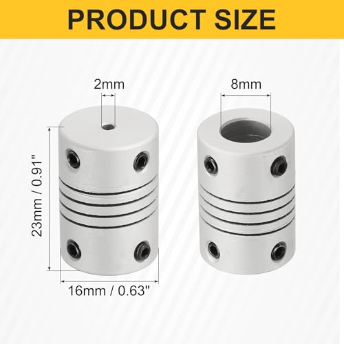 uxcell 4Pcs Flexible Couplings 2mm to 8mm Aluminum Alloy Joint Connector - size: 2mm to 8mm, style: D16 x L23mm