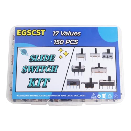 17Values 150Pcs Mini Micro Slide Switch Assortment Kit 2Pin 3Pin 4Pin DIP Toggle Switches Assorted Set ON/Off ON/Off/ON for DIY Breadboard and Electronic Board Mount