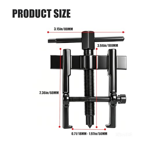 2 Jaw Gear Puller, Puller Tool, 3 Inch Carbon Steel Adjustable Two Jaw Bearing Puller Tool, Auto Mechanic Maintenance Pulley Flywheel Removal Kit Universal Fit for Cars Motorcycles Machinery