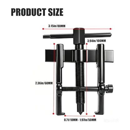 2 Jaw Gear Puller, Puller Tool, 3 Inch Carbon Steel Adjustable Two Jaw Bearing Puller Tool, Auto Mechanic Maintenance Pulley Flywheel Removal Kit Universal Fit for Cars Motorcycles Machinery