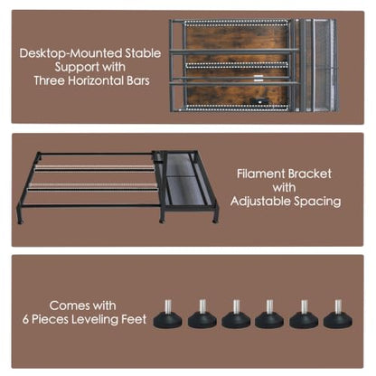 3D Printer Stand with Fliament Storage, Heavy Duty 3D Printer Table (Brown) - color: Brown, size: 3Tier