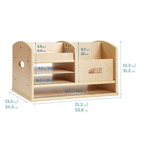 ECR4Kids Wooden Tabletop Supplies Storage Center Caddy, Classroom Essentials, Natural - color: Natural