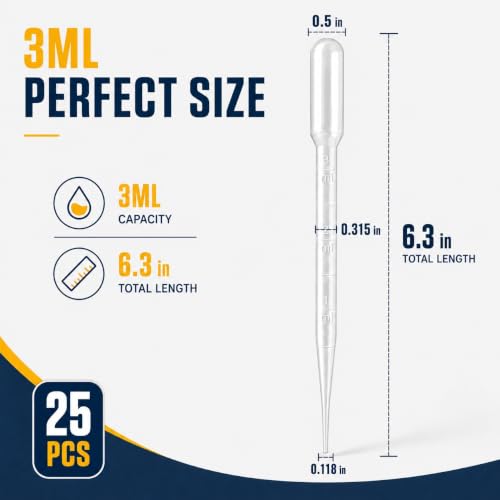 moveland 25PCS 3ML Plastic Dropper Pipettes for Essential Oils, Home Use - size: 3 ML