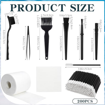 8 Pcs 3D Printer Rails and Screws Cleaning Set Brushes Swabs Wipes