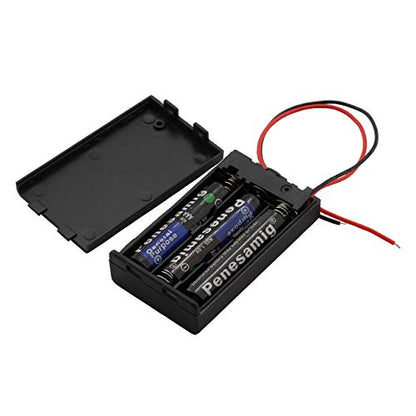 6 Pieces 3 Slots x 1.5V AAA Battery Case Holder Battery Spring Clip Storage Box Wire Leads with On/Off Switch - size: 6 x 3 Slots AAA with Switch