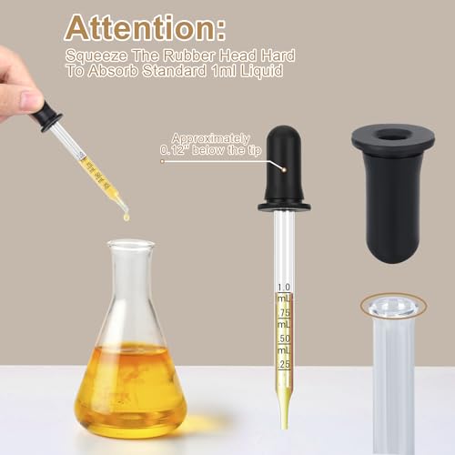12 Pcs 1ml Longer Glass Eye Dropper - size: large