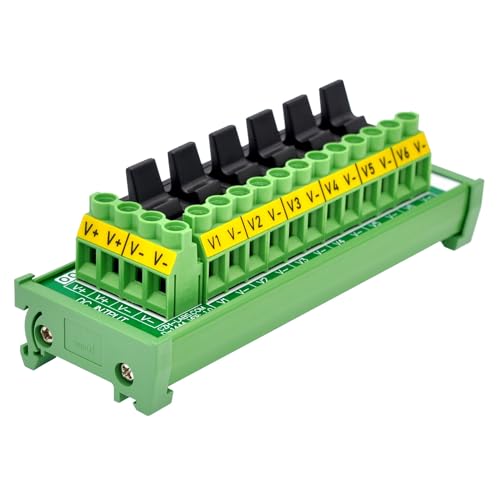 DIN Rail Mount 6 Channel Paddle Switch DC Power Distribution Strip Module - style: Paddle Switch, DIN Rail Mount