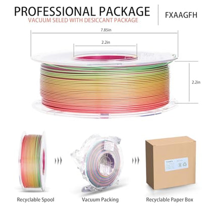 Rainbow 3D PLA Printer Filament 1.75 mm, Matte 3 D PLA Printing Print Filament +/-0.03mm, 1kg/2.2lbs - color: Matte Rainbow