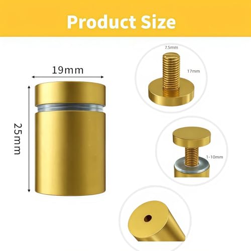 Sign Standoff Screws 3/4" x 1" Stainless Steel Stand Offs Wall Mounts Gold - color: Gold, size: 3/4x1 in