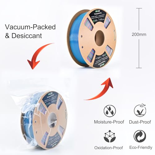 OVV3D Transparent Rainbow PLA Filament 1.75mm, Multicolor Blue Purple Yellow Translucent 3D Printer Filament, Clear PLA Gradient Color Change, Spool 1KG, +/- 0.02 mm, Fit Most FDM 3D Printers - color: Translucent Blue Purple Yellow