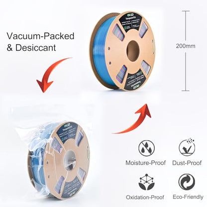 OVV3D Transparent Rainbow PLA Filament 1.75mm, Multicolor Blue Purple Yellow Translucent 3D Printer Filament, Clear PLA Gradient Color Change, Spool 1KG, +/- 0.02 mm, Fit Most FDM 3D Printers - color: Translucent Blue Purple Yellow