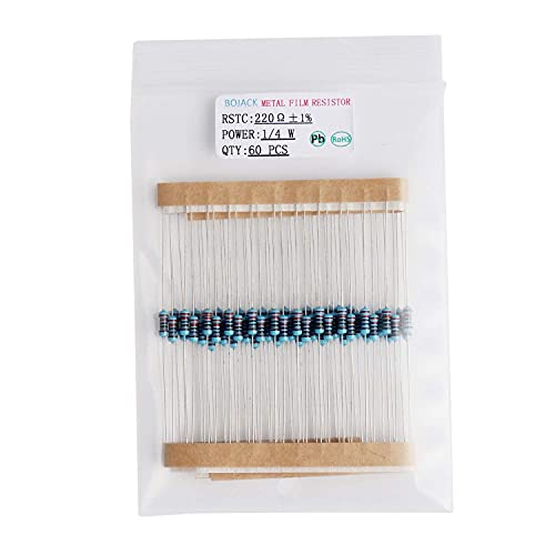 BOJACK 630 Pcs 17 Values Resistor Kit 0 Ohm-1M Ohm with 1% 1/4W Metal Film Resistors Assortment Kit - size: 1/4 W